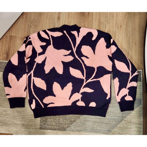 Ann Taylor FLORAL‎ WEDGE SWEATER IN PINK BELLINI Size XL - Picture 6 of 8